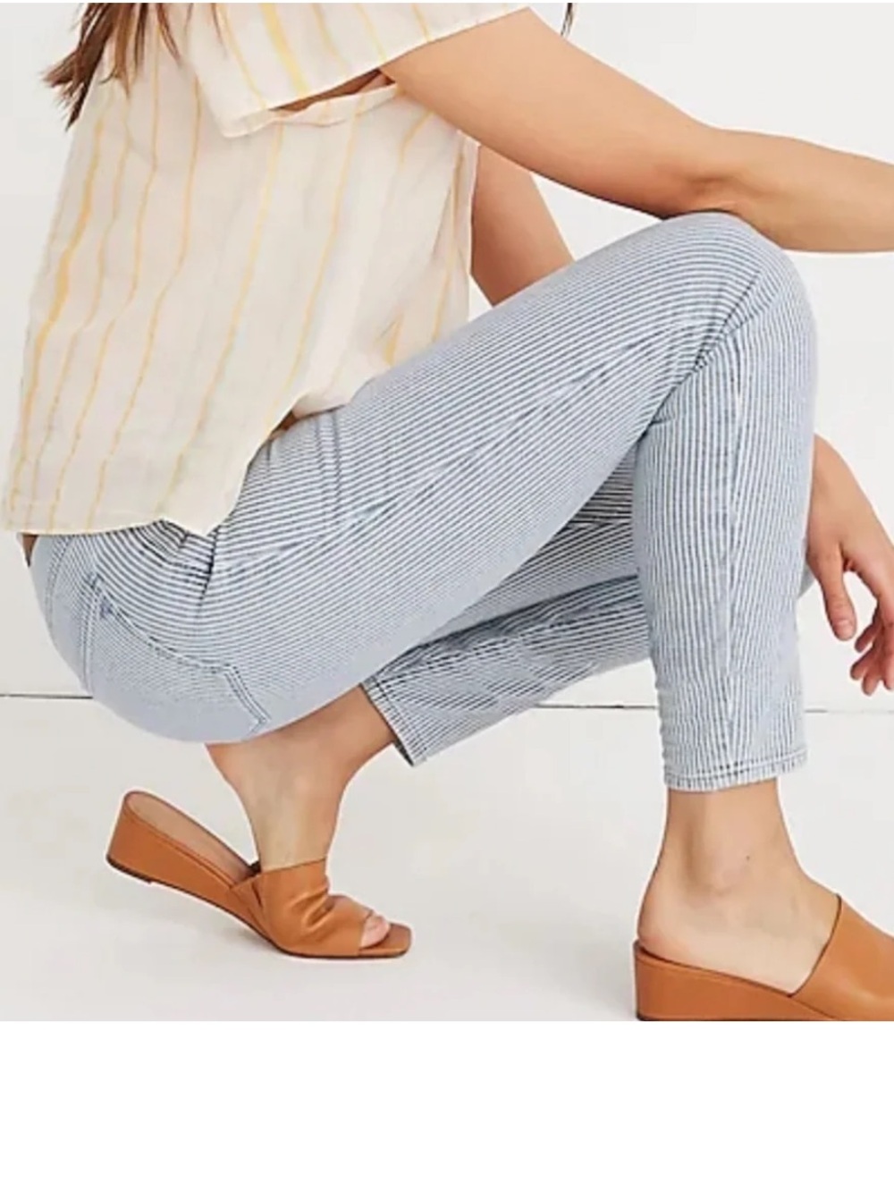 Madewell Piper High Rise Blue & White Striped Slim Ankle Jeans